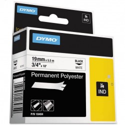 Лента самоклеющаяся Dymo RHINO 18484, 19мм x 5.5м, Чёрное на Белом