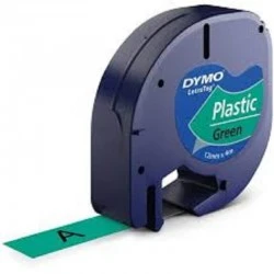 Banda adeziva Dymo LetraTag S0721640, 12mm x 4m, Negru pe Verde