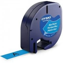 Banda adeziva Dymo LetraTag S0721650, 12mm x 4m, Negru pe Albastru
